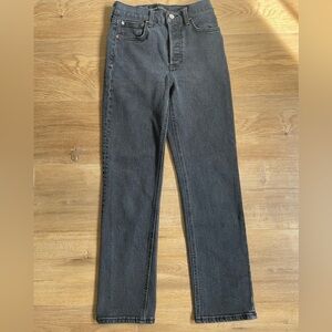 Denim Forum The Arlo High Rise Straight Jeans Size 24 Black Grey Wash 28L